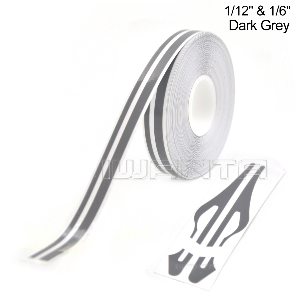 1/12" & 1/6" Dark Grey Pinstriping Pin Stripe DIY Line Vinyl Tape Decal